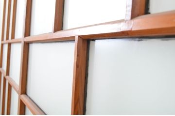 アンティーク建具　大正ロマン溢れるお洒落なガラス戸2枚セット(引き戸)(R-063751)