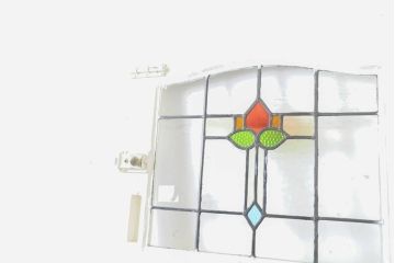 アンティーク建具　イギリスアンティーク　ステンドグラスがおしゃれなドア1枚(木製扉、ガラス扉、玄関ドア)(R-063753)