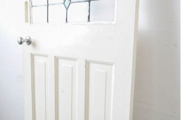 アンティーク建具　イギリスアンティーク　ステンドグラスがおしゃれなドア1枚(木製扉、ガラス扉、玄関ドア)(R-063753)