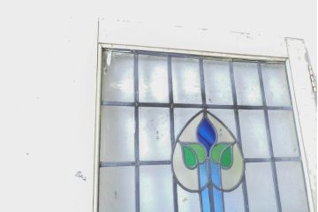 アンティーク建具　イギリスアンティーク　ステンドグラスがおしゃれな木製ドア1枚(木製扉、ガラス扉、玄関ドア)(R-063755)