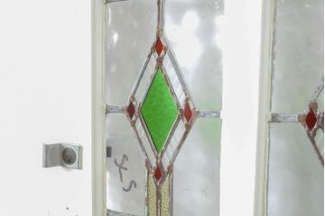 アンティーク建具　イギリスアンティーク　ステンドグラスがおしゃれな木製ドア1枚(木製扉、ガラス扉、玄関ドア)(R-063756)