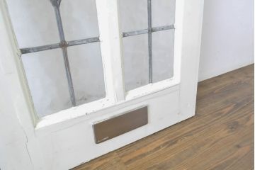 アンティーク建具　イギリスアンティーク　ステンドグラスがおしゃれな木製ドア1枚(木製扉、ガラス扉、玄関ドア)(R-063756)