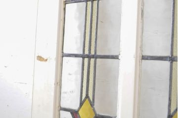 アンティーク建具　イギリスアンティーク　ステンドグラスがおしゃれな木製ドア1枚(木製扉、ガラス扉、玄関ドア)(R-063756)