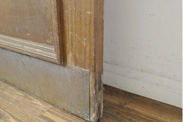 アンティーク建具　イギリスアンティーク　パイン材　異国の雰囲気がおしゃれなステンドグラスドア1枚(木製扉、玄関戸、玄関ドア)(R-063760)