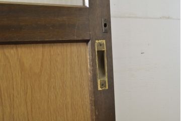 和製アンティーク　昭和レトロなモールガラス入り引き戸1枚(建具、ガラス戸)(R-063763)