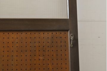 和製アンティーク　昭和レトロなモールガラス入り引き戸1枚(建具、ガラス戸)(R-063763)