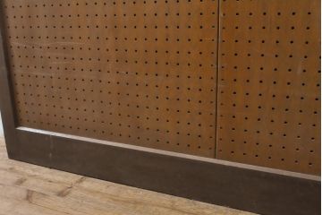 和製アンティーク　昭和レトロなモールガラス入り引き戸1枚(建具、ガラス戸)(R-063763)