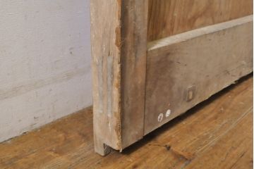 アンティーク建具　檜(ヒノキ)材　欅(ケヤキ)材　桟の細さがいいね!!経年による風合いが味わい深い格子戸1枚(玄関戸、蔵戸、引き戸、建具)(R-063764)
