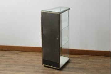 アンティーク家具　コレクションのディスプレイにおすすめ!真鍮枠の小ぶりなガラスケース(ショーケース、飾り棚、陳列棚、店舗什器)(R-063771)