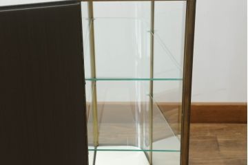 アンティーク家具　コレクションのディスプレイにおすすめ!真鍮枠の小ぶりなガラスケース(ショーケース、飾り棚、陳列棚、店舗什器)(R-063771)