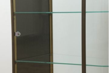 アンティーク家具　コレクションのディスプレイにおすすめ!真鍮枠の小ぶりなガラスケース(ショーケース、飾り棚、陳列棚、店舗什器)(R-063771)