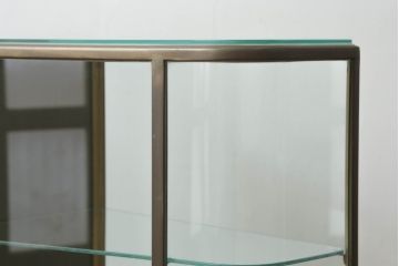 アンティーク家具　コレクションのディスプレイにおすすめ!真鍮枠の小ぶりなガラスケース(ショーケース、飾り棚、陳列棚、店舗什器)(R-063771)