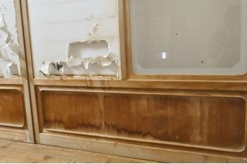 中古　上手物　和の空間づくりにおすすめ!　数寄屋で使われていた猫間障子戸4枚セット(雪見障子戸、建具、引き戸、擦り上げ障子戸、擦上障子戸、ガラス戸)(R-063787)