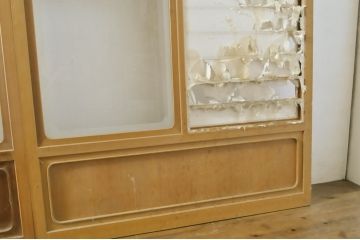 中古　上手物　和の空間づくりにおすすめ!　数寄屋で使われていた猫間障子戸4枚セット(雪見障子戸、建具、引き戸、擦り上げ障子戸、擦上障子戸、ガラス戸)(R-063787)