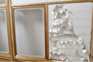 中古　上手物　和の空間づくりにおすすめ!　数寄屋で使われていた猫間障子戸4枚セット(雪見障子戸、建具、引き戸、擦り上げ障子戸、擦上障子戸、ガラス戸)(R-063787)