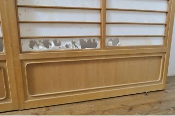 中古　上手物　和の空間づくりにおすすめ!　数寄屋で使われていた猫間障子戸2枚セット(雪見障子戸、建具、引き戸、擦り上げ障子戸、擦上障子戸、ガラス戸)(R-063788)