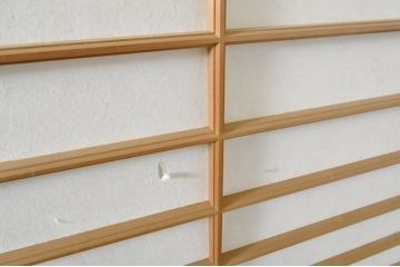 中古　上手物　和の空間づくりにおすすめ!　数寄屋で使われていた猫間障子戸2枚セット(雪見障子戸、建具、引き戸、擦り上げ障子戸、擦上障子戸、ガラス戸)(R-063788)