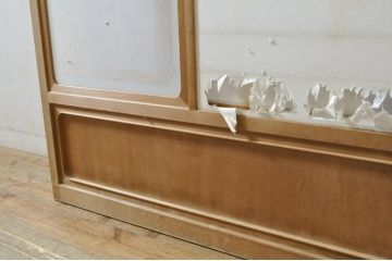 中古　上手物　和の空間づくりにおすすめ!　数寄屋で使われていた猫間障子戸2枚セット(雪見障子戸、建具、引き戸、擦り上げ障子戸、擦上障子戸、ガラス戸)(R-063788)