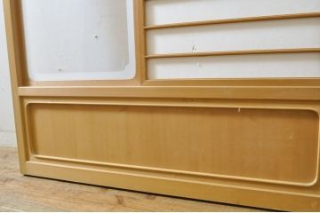 中古　上手物　和の空間づくりにおすすめ!　数寄屋で使われていた猫間障子戸2枚セット(雪見障子戸、建具、引き戸、擦り上げ障子戸、擦上障子戸、ガラス戸)(R-063789)