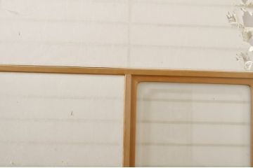 中古　上手物　和の空間づくりにおすすめ!　数寄屋で使われていた猫間障子戸2枚セット(雪見障子戸、建具、引き戸、擦り上げ障子戸、擦上障子戸、ガラス戸)(R-063789)