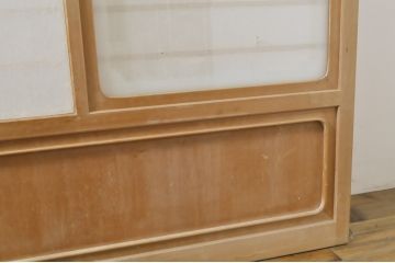 中古　上手物　和の空間づくりにおすすめ!　数寄屋で使われていた猫間障子戸2枚セット(雪見障子戸、建具、引き戸、擦り上げ障子戸、擦上障子戸、ガラス戸)(R-063789)