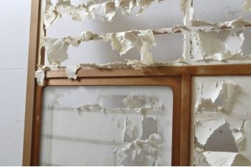 中古　上手物　和の空間づくりにおすすめ!　数寄屋で使われていた猫間障子戸2枚セット(雪見障子戸、建具、引き戸、擦り上げ障子戸、擦上障子戸、ガラス戸)(R-063790)