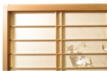 中古　上手物　和の空間づくりにおすすめ!　数寄屋で使われていた幅狭猫間障子戸4枚セット(雪見障子戸、建具、引き戸、擦り上げ障子戸、擦上障子戸、ガラス戸)(R-063791)