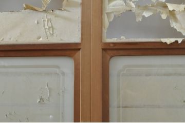 中古　上手物　和の空間づくりにおすすめ!　数寄屋で使われていた幅狭猫間障子戸4枚セット(雪見障子戸、建具、引き戸、擦り上げ障子戸、擦上障子戸、ガラス戸)(R-063791)
