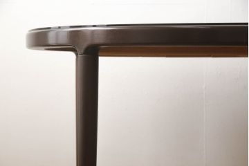 デンマークビンテージ　Skovmand & Andersen(スコブマント&アンダーセン) 社　ローズウッド材　落ち着いた雰囲気がシックな空間づくりにぴったり!ガラス天板付きエクステンションテーブル(ダイニングテーブル、2人掛け、4人掛け、6人掛け、食卓、ラウンドテーブル、丸テーブル、北欧、ヴィンテージ)(R-063800)