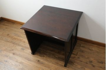 中古　美品　北海道民芸家具　落ち着いた色合いとシンプルなデザインが魅力のサイドデスク(机、サイドテーブル、作業台、在宅用、在宅ワーク)(R-063802)