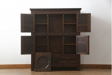 中古　美品　松本民芸家具　B型サイドボード　ジャコビアン様式がクラシカルなキャビネット(収納棚、戸棚、食器棚)(定価約65万円)(R-063805)