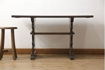 中古　松本民芸家具　特注　脚の透かし彫りが目を引く#14型茶卓(サイドテーブル、コーヒーテーブル)(R-063806)