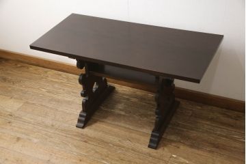 中古　松本民芸家具　特注　脚の透かし彫りが目を引く#14型茶卓(サイドテーブル、コーヒーテーブル)(R-063806)