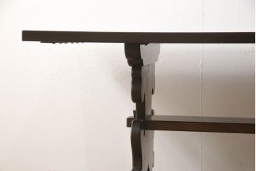 中古　松本民芸家具　特注　脚の透かし彫りが目を引く#14型茶卓(サイドテーブル、コーヒーテーブル)(R-063806)