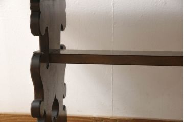 中古　松本民芸家具　特注　脚の透かし彫りが目を引く#14型茶卓(サイドテーブル、コーヒーテーブル)(R-063806)