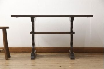 中古　松本民芸家具　特注　脚の透かし彫りが目を引く#14型茶卓(サイドテーブル、コーヒーテーブル)(R-063806)