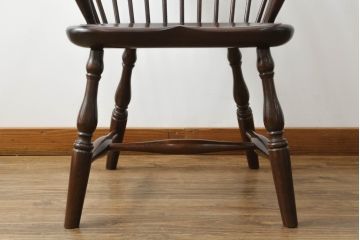 中古　超美品　松本民芸家具　すっきりとしたデザインが魅力のアーチバックアームチェア(椅子、イス、板座チェア、ダイニングチェア、ウインザーチェア、ウィンザーチェア、アームチェア、曲木)(定価約19万円)(R-063808)