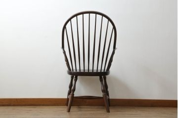 中古　超美品　松本民芸家具　すっきりとしたデザインが魅力のアーチバックアームチェア(椅子、イス、板座チェア、ダイニングチェア、ウインザーチェア、ウィンザーチェア、アームチェア、曲木)(定価約19万円)(R-063808)