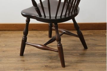 中古　超美品　松本民芸家具　すっきりとしたデザインが魅力のアーチバックアームチェア(椅子、イス、板座チェア、ダイニングチェア、ウインザーチェア、ウィンザーチェア、アームチェア、曲木)(定価約19万円)(R-063808)