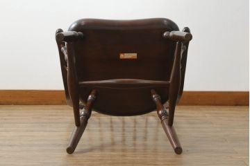 中古　超美品　松本民芸家具　すっきりとしたデザインが魅力のアーチバックアームチェア(椅子、イス、板座チェア、ダイニングチェア、ウインザーチェア、ウィンザーチェア、アームチェア、曲木)(定価約19万円)(R-063808)
