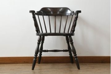 中古　松本民芸家具　#91型　落ち着きのある大人カフェ風インテリアが叶うキャプテンチェア(アームチェア、板座チェア、椅子、ダイニングチェア、イス)(定価約13万円)(R-063809)