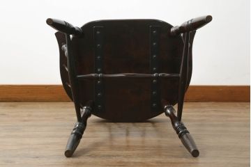 中古　松本民芸家具　#91型　落ち着きのある大人カフェ風インテリアが叶うキャプテンチェア(アームチェア、板座チェア、椅子、ダイニングチェア、イス)(定価約13万円)(R-063809)