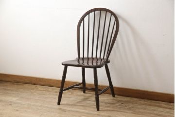 中古　松本民芸家具　シックな佇まいが魅力的な#72型・リーチチェア(ダイニングチェア、ウィンザーチェア、板座チェア、椅子、ウインザーチェア)(R-063811)