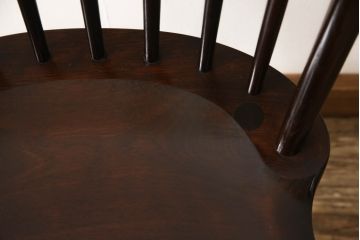 中古　松本民芸家具　シックな佇まいが魅力的な#72型・リーチチェア(ダイニングチェア、ウィンザーチェア、板座チェア、椅子、ウインザーチェア)(R-063811)