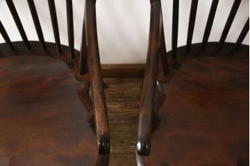 中古　美品　松本民芸家具　美しいシルエットが目を引く#85リーチ型アームチェア2脚セット(ダイニングチェア、板座チェア、アームチェア、椅子)(R-063812)
