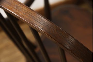 中古　美品　松本民芸家具　美しいシルエットが目を引く#85リーチ型アームチェア2脚セット(ダイニングチェア、板座チェア、アームチェア、椅子)(R-063812)