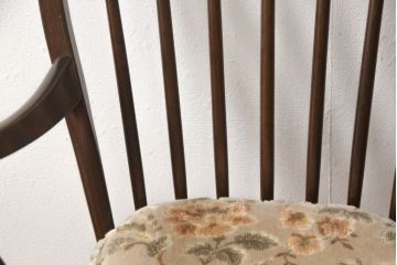 中古　美品　松本民芸家具　クッション付き　美しいシルエットが目を引く、#85リーチ型アームチェア2脚セット(ダイニングチェア、板座チェア、アームチェア、椅子)(R-063813)