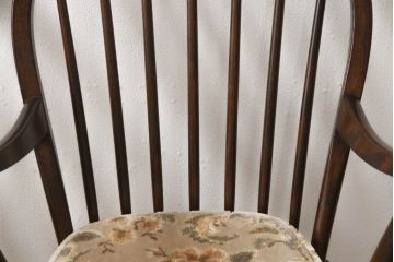 中古　美品　松本民芸家具　クッション付き　美しいシルエットが目を引く、#85リーチ型アームチェア2脚セット(ダイニングチェア、板座チェア、アームチェア、椅子)(R-063813)