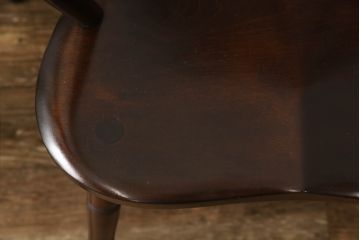 中古　美品　松本民芸家具　クッション付き　美しいシルエットが目を引く、#85リーチ型アームチェア2脚セット(ダイニングチェア、板座チェア、アームチェア、椅子)(R-063813)
