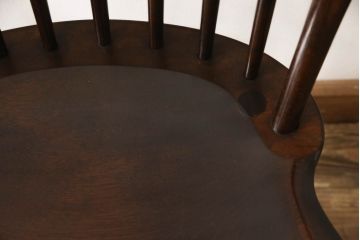 中古　美品　松本民芸家具　クッション付き　美しいシルエットが目を引く、#85リーチ型アームチェア2脚セット(ダイニングチェア、板座チェア、アームチェア、椅子)(R-063813)